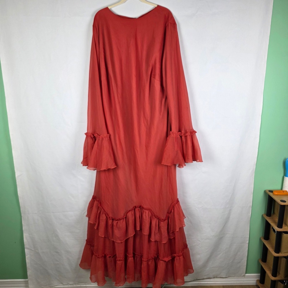 ASOS DESIGN Curve Terracotta Orange Ruffle Tiered Maxi Dress Plus Size 26